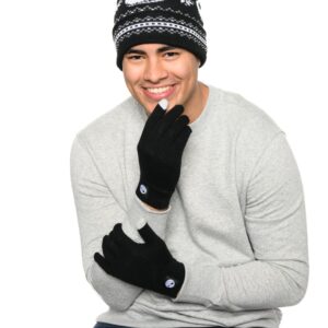 Disney Jack Skellington Womens Knit Beanie Hat and Texting Glove Set (Black)