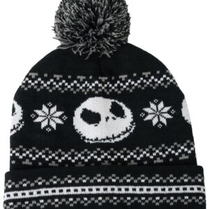 Disney Jack Skellington Womens Knit Beanie Hat and Texting Glove Set (Black)