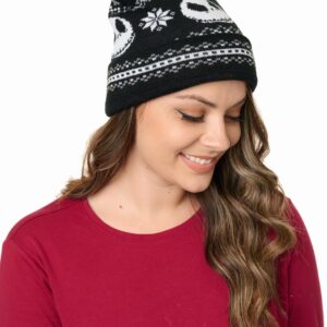 Disney Jack Skellington Womens Knit Beanie Hat and Texting Glove Set (Black)