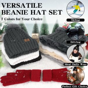 Winter Beanie Hat, Scarf and Touchscreen Gloves Set Black