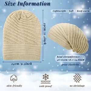 Funtery 6 Pcs Slouchy Beanie Hats Gloves Set for Women Slouchy Beanie Winter Gloves Touchscreen Chunky Knit Hats for Women