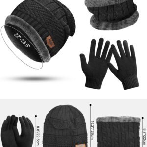 12 Pieces Winter Hat Scarf Gloves Set Snow Beanie Hat Knit Skull Caps Touch Screen Mittens Warm Neck Warmer for Men Women Cold Weather Skiing, 4 Colors