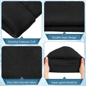 SATINIOR 56 Pieces Bulk Winter Hats Winter Beanies Touchscreen Gloves Combo Pack, Knitted Cuffed Skull Caps Bulk Pack for Men Women, Black