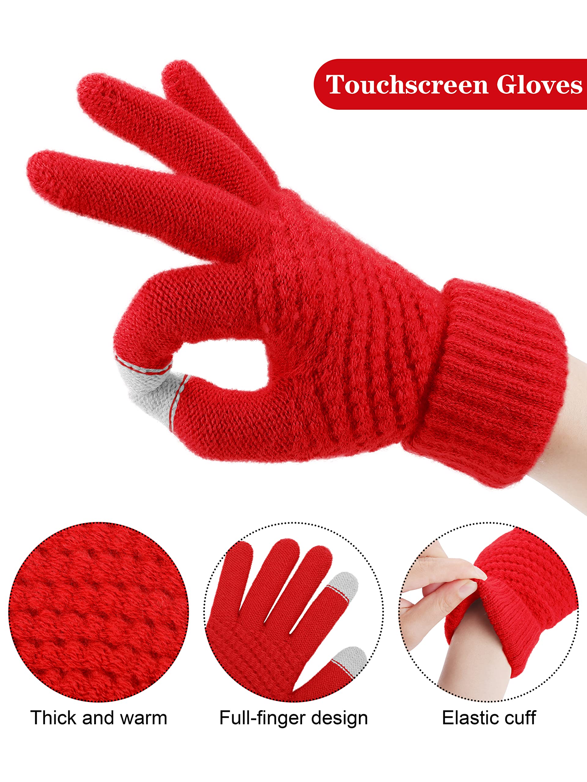 Motarto Winter Warm Set Knitted Beanie, Scarf, Touchscreen Gloves, Warm Cover Cold Weather Gear for Men and Women