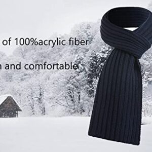 LONGTEN Winter Beanie Hat Scarf Touch Screen Driving Gloves Set for Men Women Ribbed Knit 3 in 1 Navy