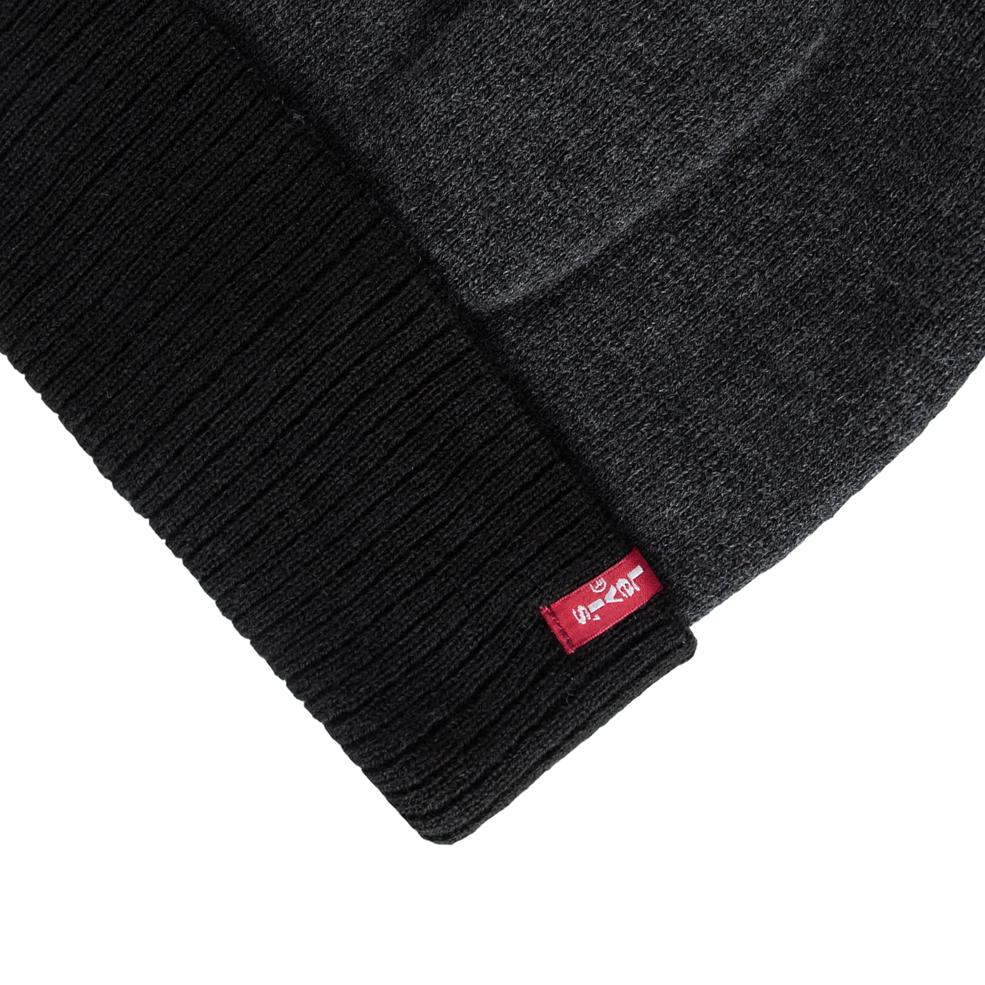 Levi's Men's Reversible Beanie with Fingerless Gloves Set, Charcoal/Black, One Size