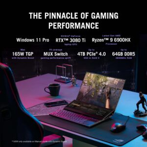 ASUS ROG Zephyrus Duo 16 Gaming Laptop, 16” 165Hz ROG Nebula HDR QHD 16:10 Display, NVIDIA GeForce RTX 3080 Ti, AMD Ryzen 9 6900HX, 32GB DDR5, 2TB SSD, Windows 11 Pro, GX650RX-XS97 (Renewed)