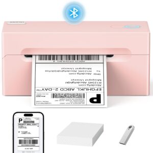 swifint bluetooth thermal shipping label printer, 4x6 wireless thermal label printer for shipping packages, compatibel with android, iphone and windows, widely used for amazon, pink, 1 count