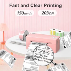 SWIFINT Bluetooth Thermal Shipping Label Printer, 4x6 Wireless Thermal Label Printer for Shipping Packages, Compatibel with Android, iPhone and Windows, Widely Used for Amazon, Pink, 1 Count