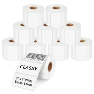 classy 2" x 1" direct thermal labels, 13000 self-adhesive barcode labels,compatible with rollo, zebra label printers.