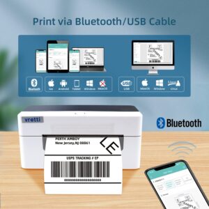 vretti Bluetooth Thermal Label Printer, 4x6 Shipping Label Printer for Shipping Packages & Small Business, Wireless Label Printer Compatible with iPhone Android Window Mac USPS UPS Amazon