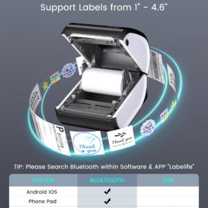 Phomemo Shipping Label Printer Bluetooth Thermal Label Printer - Wireless Bluetooth Printer Compatible with Phone&PAD&PC, Built-in Label Holder 4x6 Printer for Amazon, Shopify, Etsy,USPS,Ebay,Temu etc