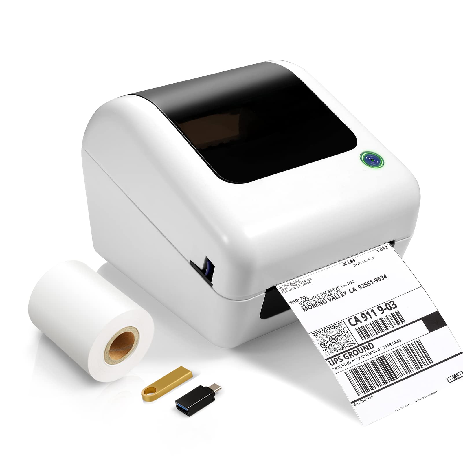 Bluetooth Thermal Shipping Label Printer - Wireless 4x6 Label Maker for packages, Compatible with iPhone and PC, Phone, USB for MAC, Works with Ebay, Amazon, Shopify, Etsy, UPS, USPS Barcode, Upgrade