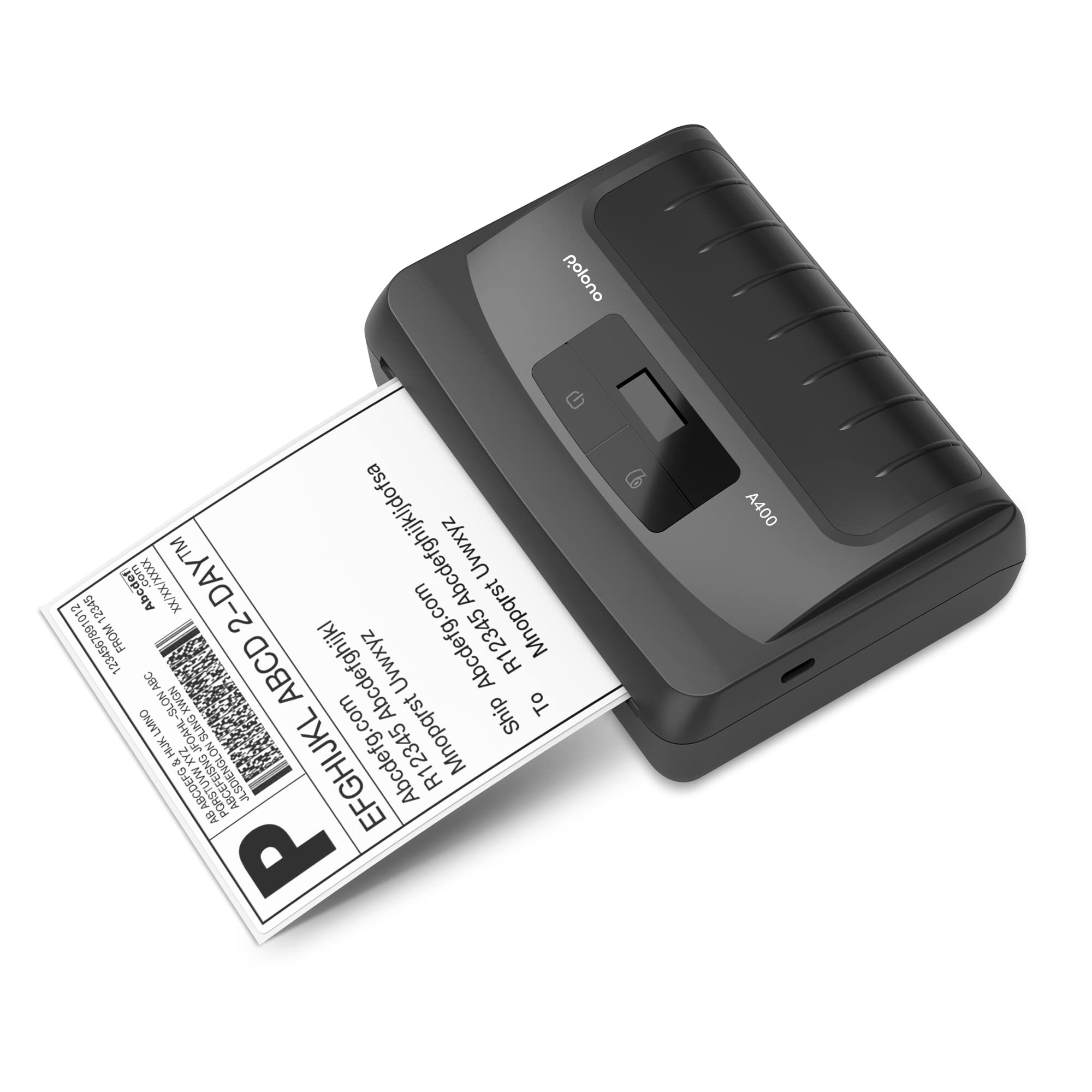 POLONO A400 Bluetooth Thermal Label Printer, 4x6 Label Printer for Shipping Packages Small Business, Bluetooth Shipping Label Printer for iPhone, Android & PC, Compatible with Amazon, Ebay, ect.