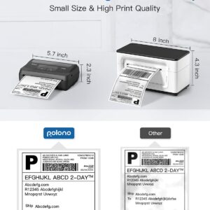 POLONO A400 Bluetooth Thermal Label Printer, 4x6 Label Printer for Shipping Packages Small Business, Bluetooth Shipping Label Printer for iPhone, Android & PC, Compatible with Amazon, Ebay, ect.