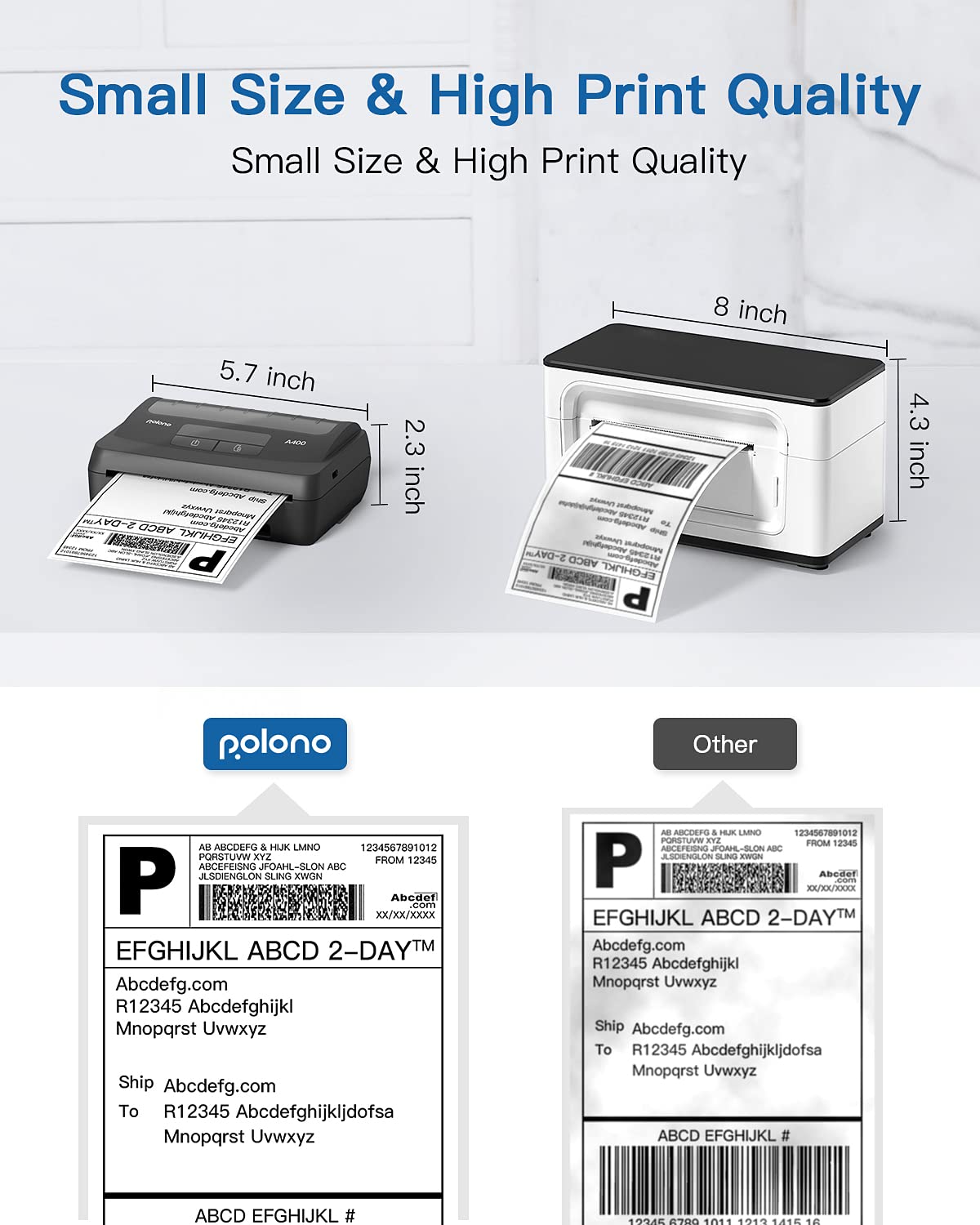 POLONO A400 Bluetooth Thermal Label Printer, 4x6 Label Printer for Shipping Packages Small Business, Bluetooth Shipping Label Printer for iPhone, Android & PC, Compatible with Amazon, Ebay, ect.