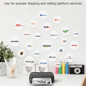 POLONO A400 Bluetooth Thermal Label Printer, 4x6 Label Printer for Shipping Packages Small Business, Bluetooth Shipping Label Printer for iPhone, Android & PC, Compatible with Amazon, Ebay, ect.