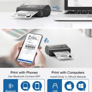 POLONO A400 Bluetooth Thermal Label Printer, 4x6 Label Printer for Shipping Packages Small Business, Bluetooth Shipping Label Printer for iPhone, Android & PC, Compatible with Amazon, Ebay, ect.