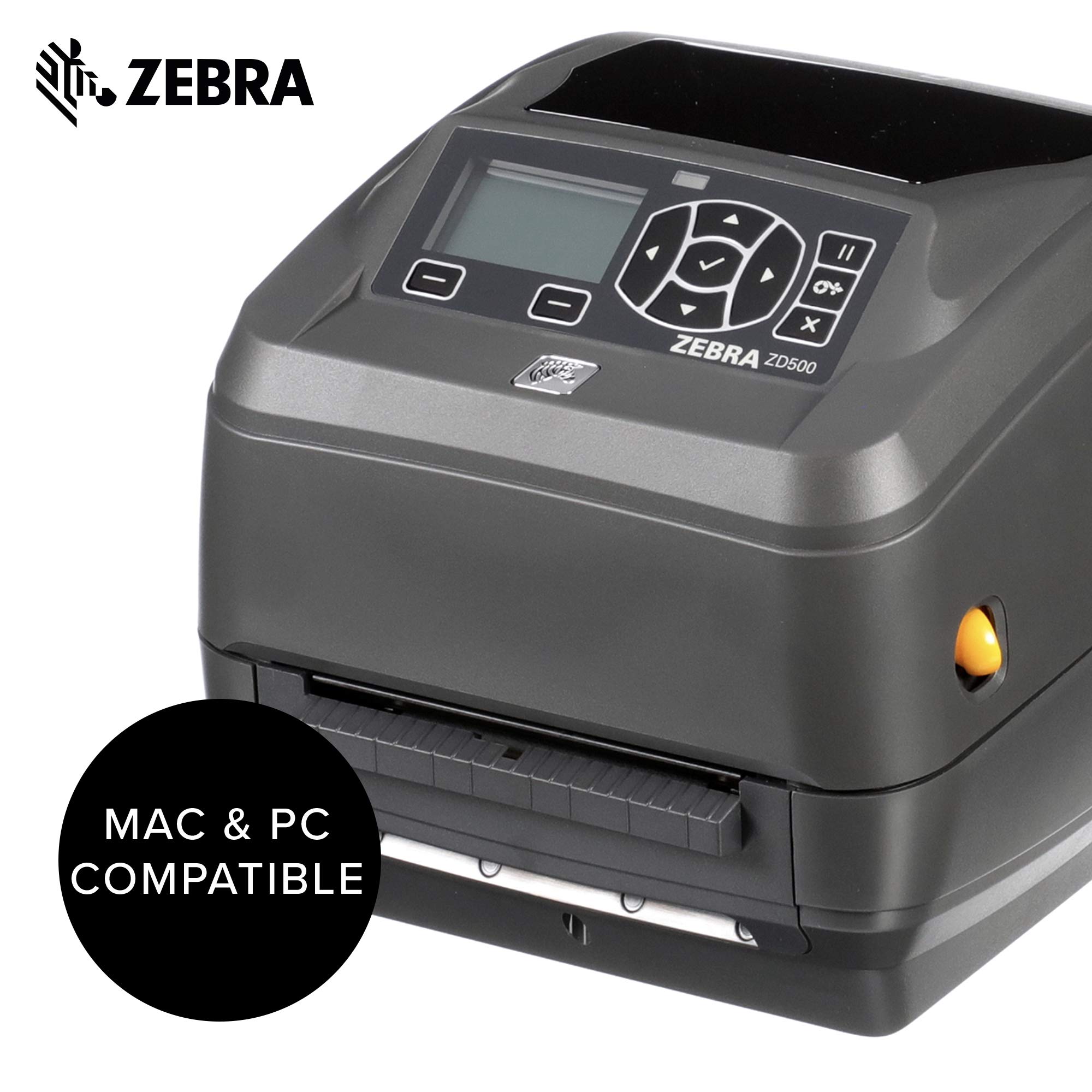 Zebra ZD500t Thermal Transfer Desktop Printer 300 dpi Print Width 4 in Wifi Ethernet Parallel Serial USB with Peeler ZD50043-T11A00FZ