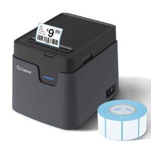 CLABEL 221D Bluetooth Barcode Label Printer: 2 Inch Desktop Label Maker Thermal Barcodes Printer for Address Shipping Warehouse with 1 Roll 40x30mm Label