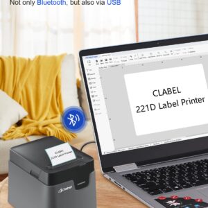 CLABEL 221D Bluetooth Barcode Label Printer: 2 Inch Desktop Label Maker Thermal Barcodes Printer for Address Shipping Warehouse with 1 Roll 40x30mm Label