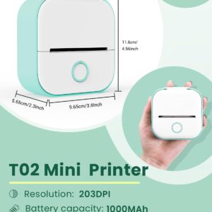 LabelCreate Mini Sticker Printer, T02 Portable Thermal Printer with 3 Rolls Paper, Pocket Sticker Printer Machine for kids,Study,DIY,School Notes