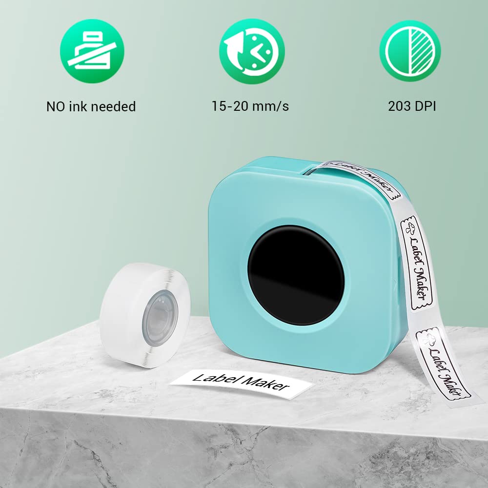 Label Maker Machine - Q30S Bluetooth Label Printer for Labeling, Handheld Thermal Sticker Maker for Smartphone, Mini Labeler with 3 Roll Labels Easy to Use for Office Home, Multiple Templates,Green