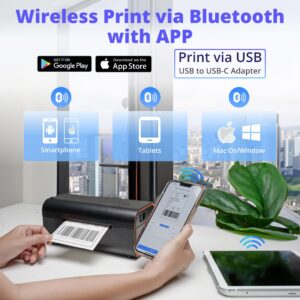 Moelectro Bluetooth Thermal Shipping Label Printer, 2023 New Upgraded 4x6 Wireless Printer, Compatible with Android & iPhone and Windows, Mac OS, Widely Used for Ebay, Shopify, Etsy, USPS