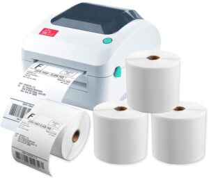 arkscan 2054a-usb thermal shipping label printer with four rolls of sl450 4x6 shipping labels - 450 labels per roll