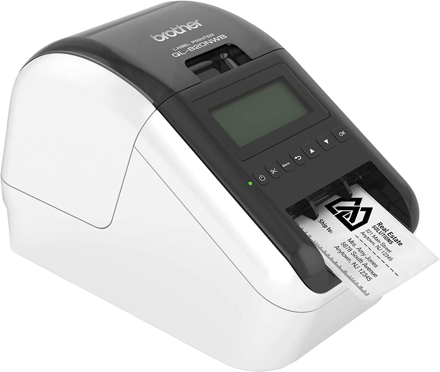 Brother QL-820NWB Professional Label Printer, White - WiFi, Ethernet and Bluetooth Connectivity - Ultra Flexible, 110 Labels Per Minute, 300 x 600 dpi, Auto Cut, Includes 1 Roll of 400 Address Labels