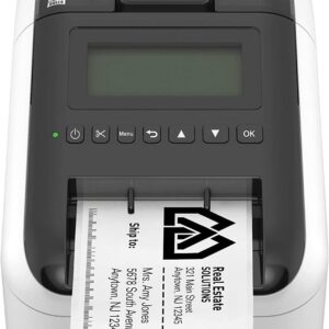 Brother QL-820NWB Professional Label Printer, White - WiFi, Ethernet and Bluetooth Connectivity - Ultra Flexible, 110 Labels Per Minute, 300 x 600 dpi, Auto Cut, Includes 1 Roll of 400 Address Labels