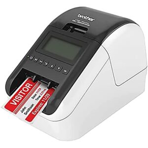 Brother QL-820NWB Professional Label Printer, White - WiFi, Ethernet and Bluetooth Connectivity - Ultra Flexible, 110 Labels Per Minute, 300 x 600 dpi, Auto Cut, Includes 1 Roll of 400 Address Labels