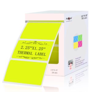 parlaim 2.25 x 1.25 inch thermal sticker labels, 1000pcs commercial grade square fluorescent yellow direct thermal printing paper compatible with munbyn & rollo & zebra desktop printers