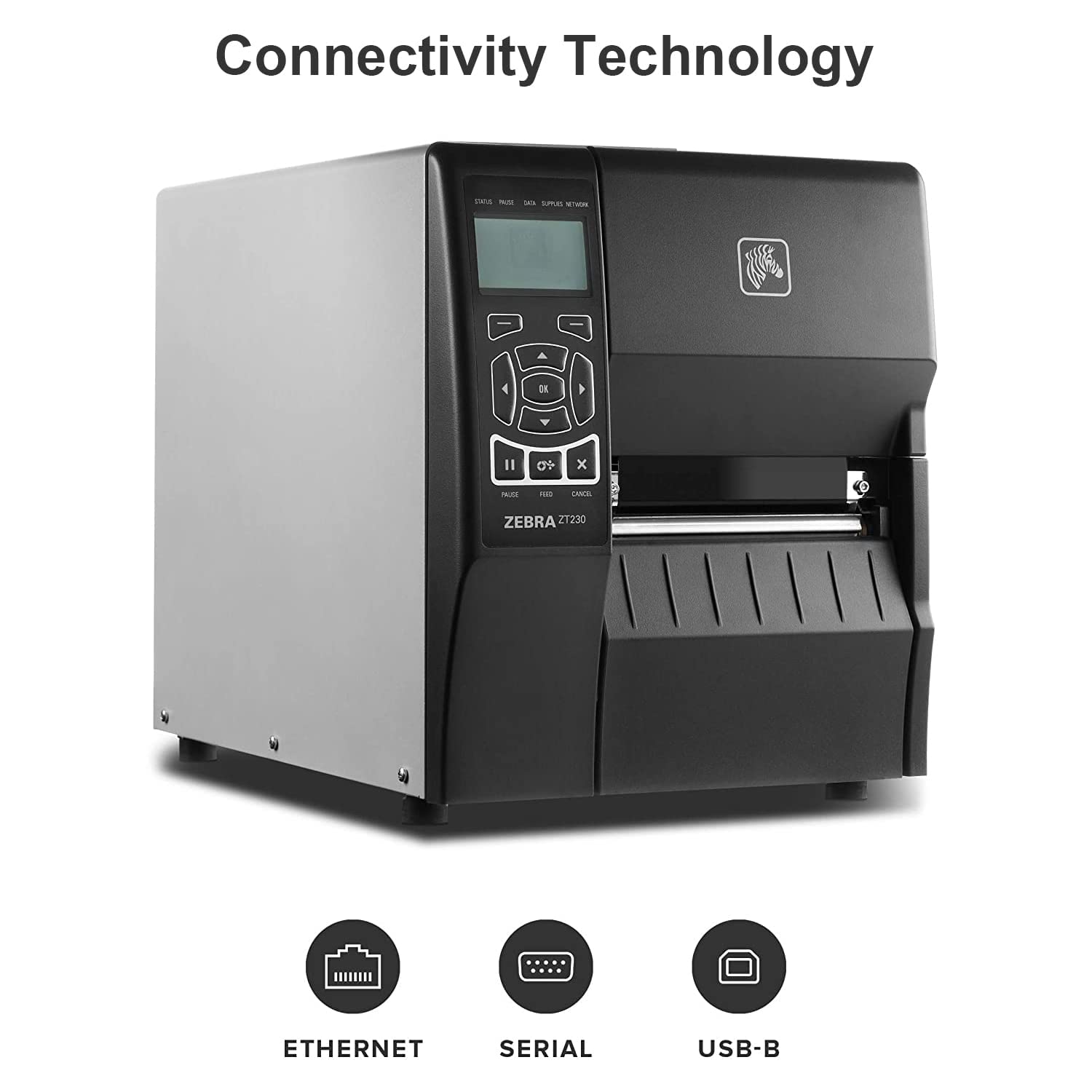 ZEBRA ZT230 Thermal Transfer and Direct Thermal Industrial Label Printer - Ethernet, Serial, USB Connectivity - 4" Print Width, 203 DPI, 6 IPS, Monochrome Barcode - ZT23042-T, JTTANDS