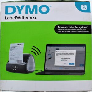 DYMO LabelWriter 5XL Direct Thermal Label Printer with USB and Ethernet Connectivity, Black - Monochrome, 62 Labels Per Minute, 300 dpi, 4 x 6 - Includes 1 Rolls of 500 Labels
