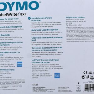 DYMO LabelWriter 5XL Direct Thermal Label Printer with USB and Ethernet Connectivity, Black - Monochrome, 62 Labels Per Minute, 300 dpi, 4 x 6 - Includes 1 Rolls of 500 Labels