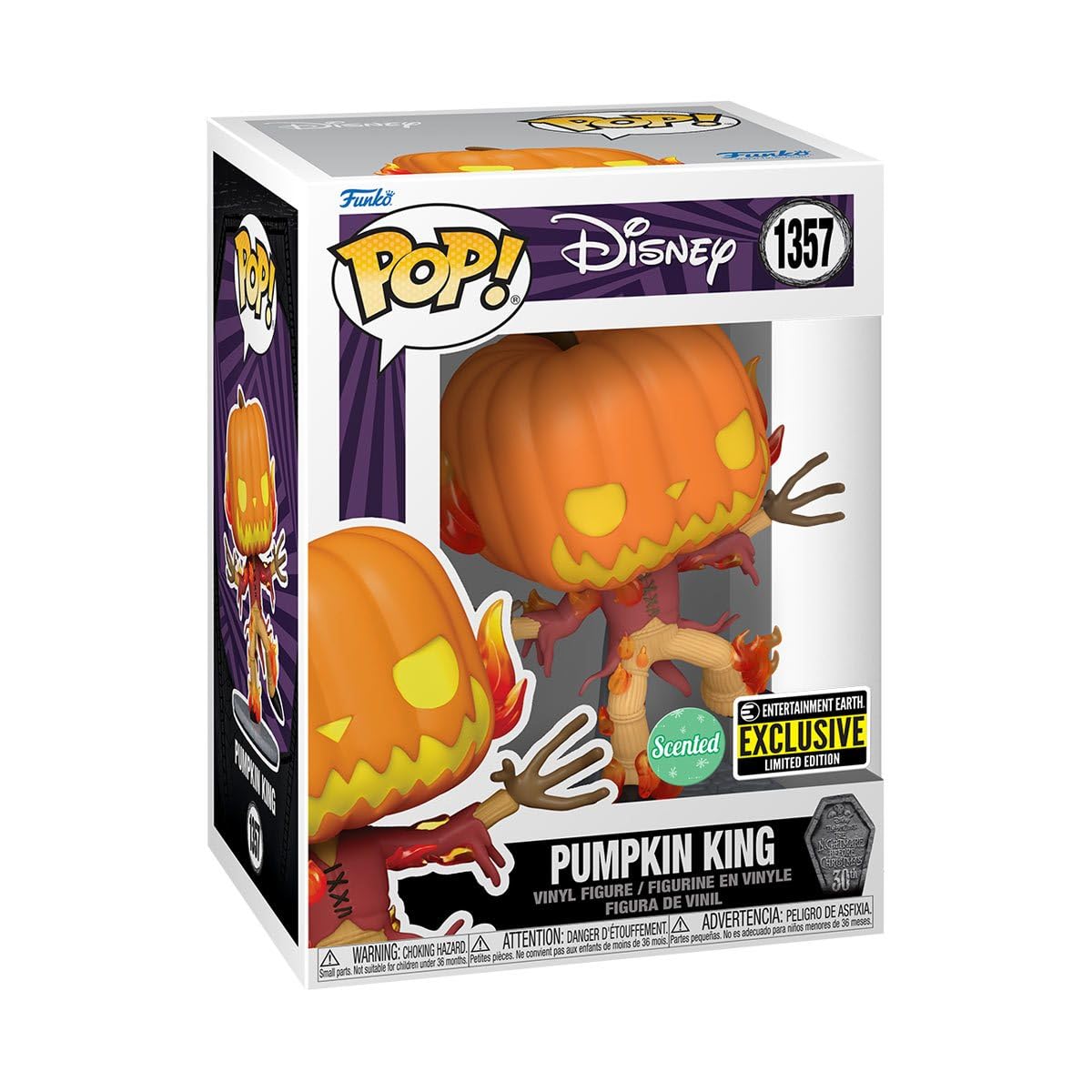 Funko Pop! Disney: Nightmare Before Christmas - 30th Anniversary Pumpkin King Jack Skellington (Scented) Figure (Entertainment Earth Exclusive)