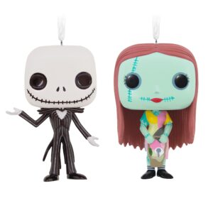 hallmark disney tim burton's the nightmare before christmas jack skellington and sally funko pop!s resin christmas ornaments, set of 2