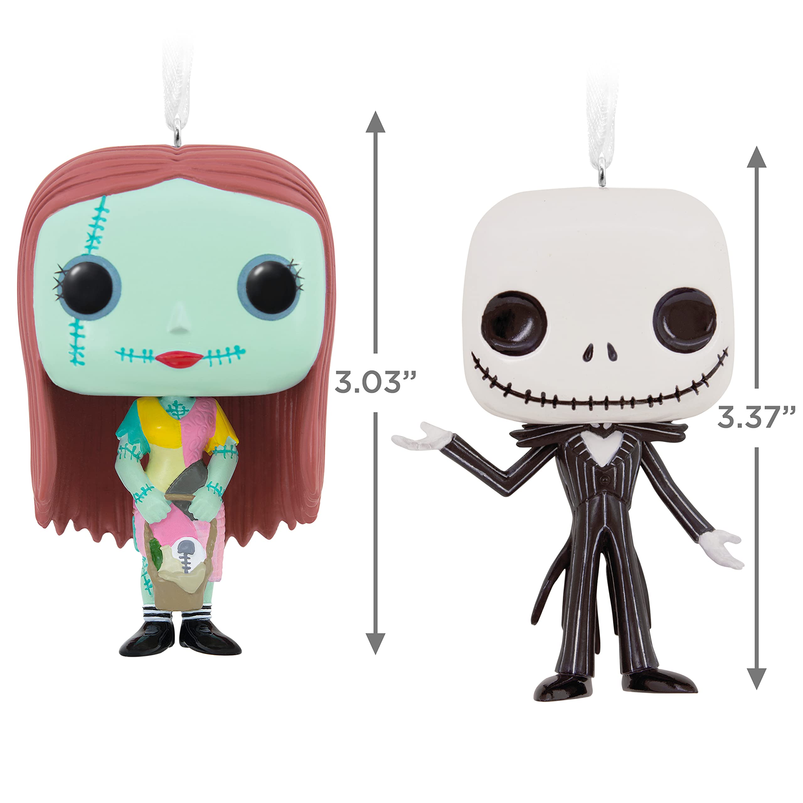 Hallmark Disney Tim Burton's The Nightmare Before Christmas Jack Skellington and Sally Funko POP!s Resin Christmas Ornaments, Set of 2