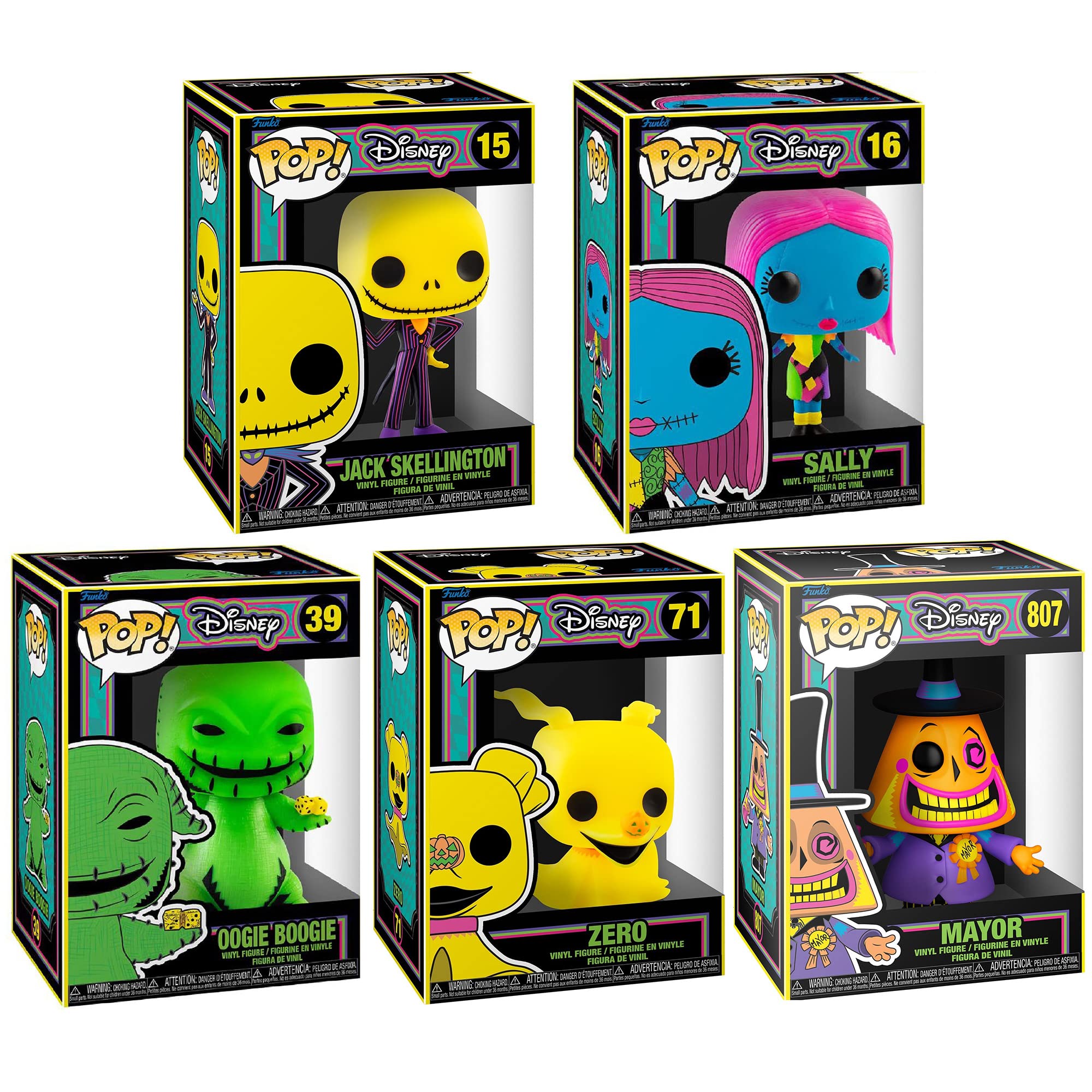 Funko POP! Disney: The Night Before Christmas Blacklight- Jack Mayor Oogie Zero and Sally