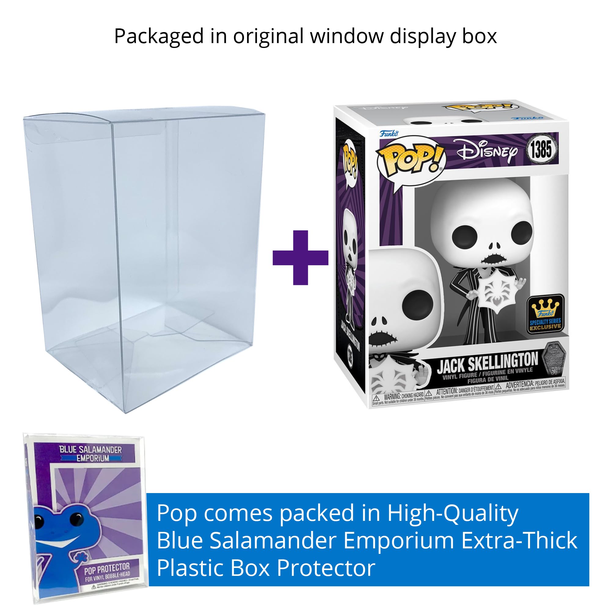 Blue Salamander Emporium Protective Case Bundled with Vinyl Figure – The Nightmare Before Christmas 30th Anniversary – Jack Skellington with Snowflake #1385 Specialty Series