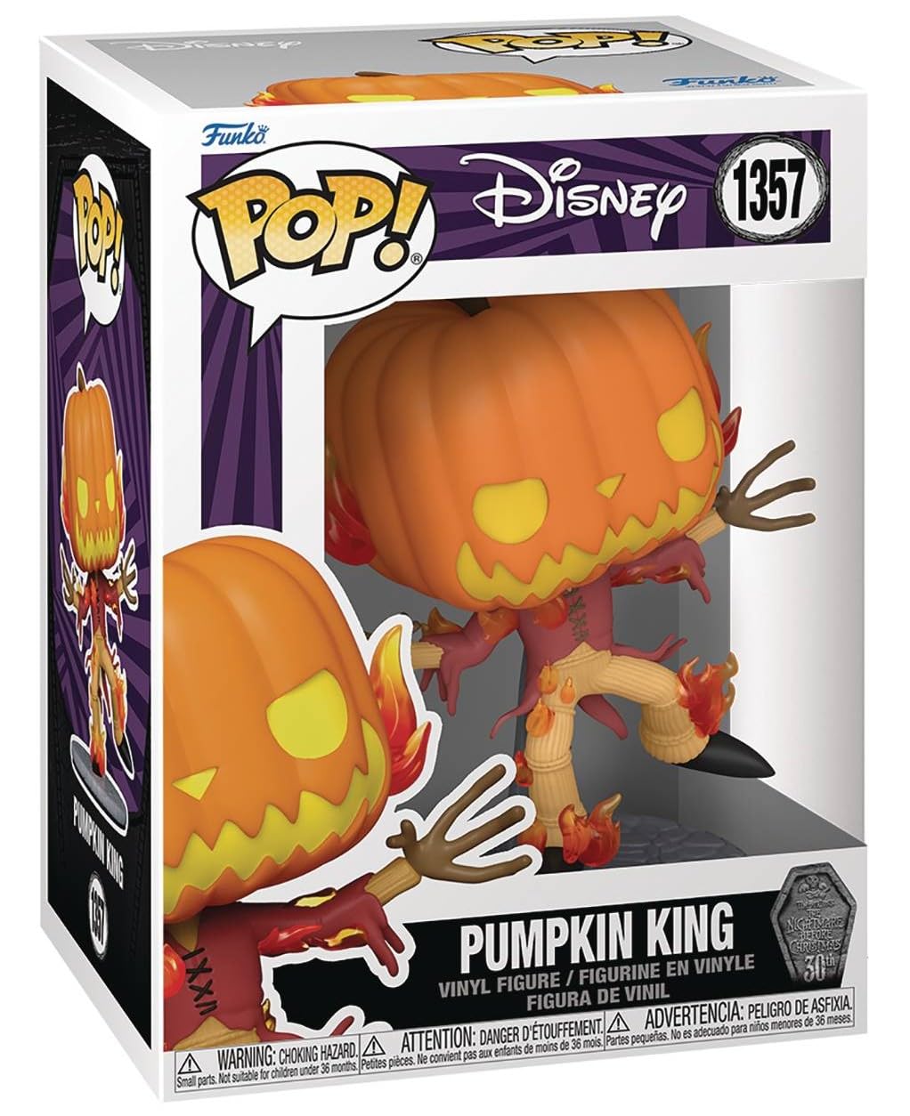 POP Disney: The Nightmare Before Christmas 30th Anniversary - Pumpkin King Funko Vinyl Figure (Bundled with Compatible Box Protector Case) Multicolored 3.75 inches