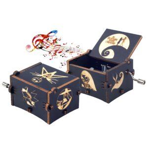 keast woodennightmare before christmas hand crank musical box, carving music box jack for boys girls