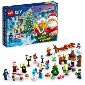 lego city 2023 advent calendar 60381 christmas holiday countdown playset, gift idea to countdown to adventure with daily collectible surprises