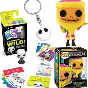 King NBX Exclusive Nightmare Before Christmas Jack Figure Character Bundled with Halloweentown Black Light Santa Skellington + Something Wild Card Game + 3D Icon Hanger Master of Fright 3 Items