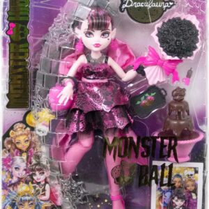 Monster High Monster Ball Doll, Draculaura in Party Dress with Themed Accessories Including Chocolate Fountain