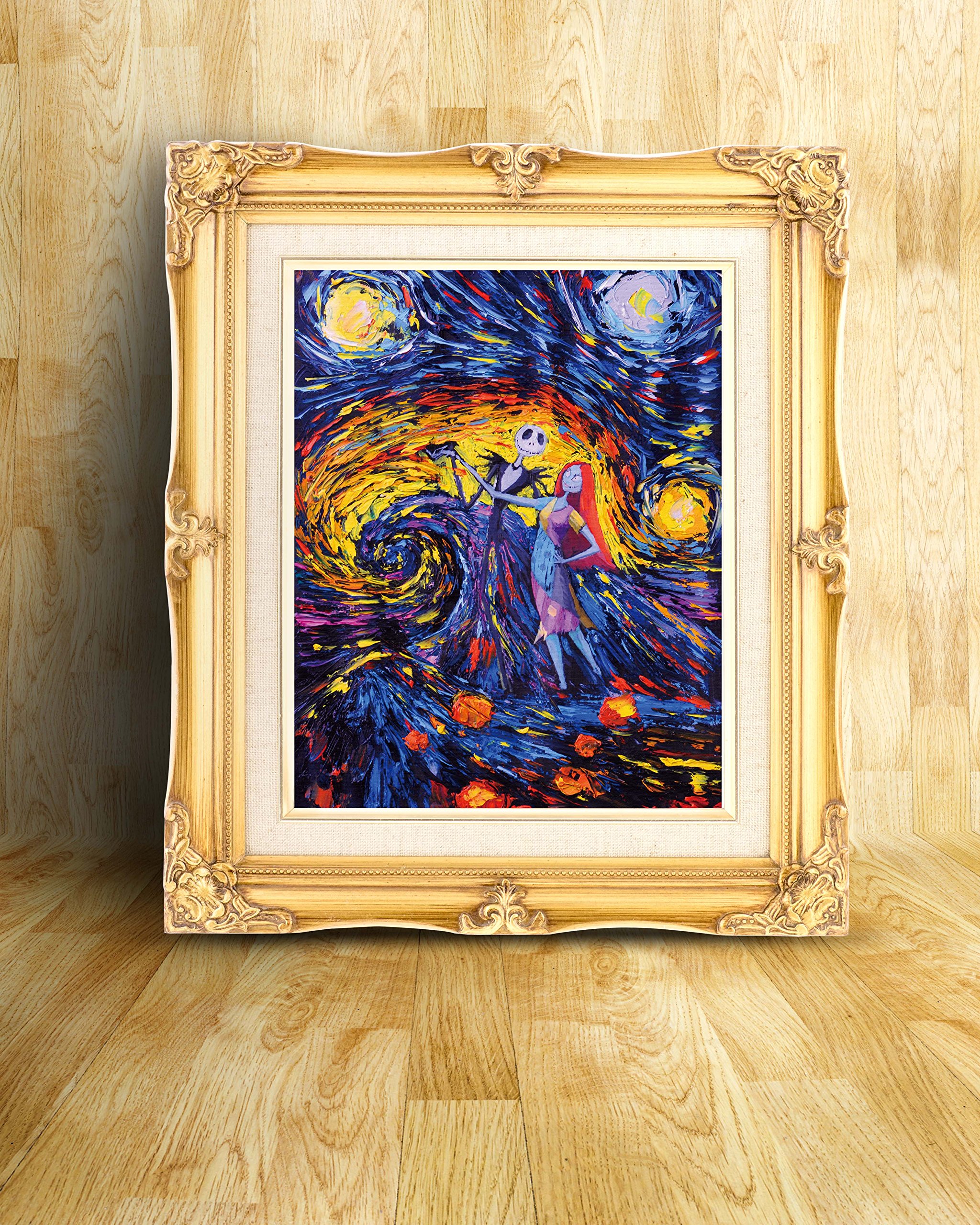 Uhomate Jack Sally Jack and Sally Nightmare Before Christmas Vincent Van Gogh Starry Night Posters Home Canvas Wall Art Nursery Decor Living Room Wall Decor A005 (8X10)