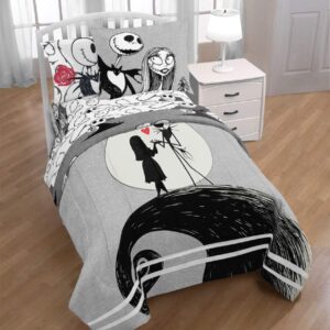 Jay Franco Disney Nightmare Before Christmas Moonlight 5 Piece Twin Bed Set - Includes Reversible Comforter & Sheet Set - Features Jack Skellington and Sally - Super Soft Microfiber