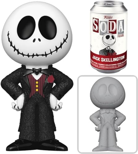 Skull Jack Nightmare Before Christmas Figure Bundled with Scary King Skellington Soda Wild Can + 3D Icon Oogie Boogie Pop! Pin! + Halloweentown Fright Bitty Character! 4 Items