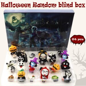 2 Set Halloween Advent Calendar 2023, Nightmare Before Christmas Advent Calendar, 24 Days Halloween Countdown Calendar with Scary Halloween Doll Collectible Horror Figures Gift for Kids